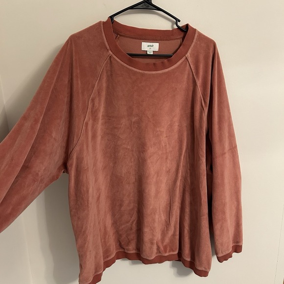 aerie Tops - Aerie Real Obsessed Oversized Velour Sweatshirt Size Large Relic Pullover Rust